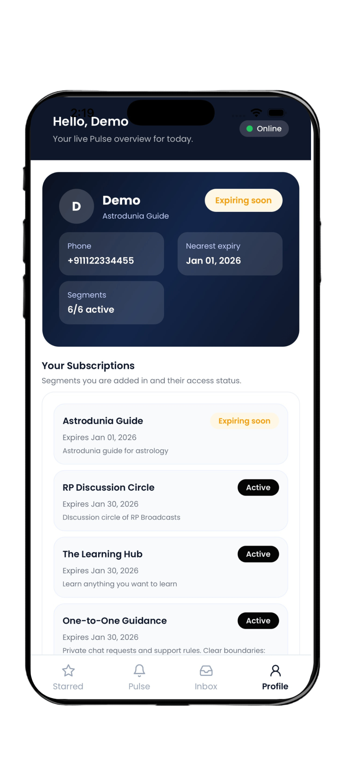 Profile & Subscriptions